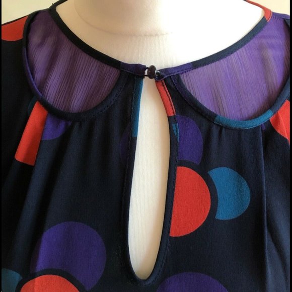 MARC JACOBS Navy Silk Dress with Polka Dot Party Prom Dress - Size  4 - Picture 7 of 15